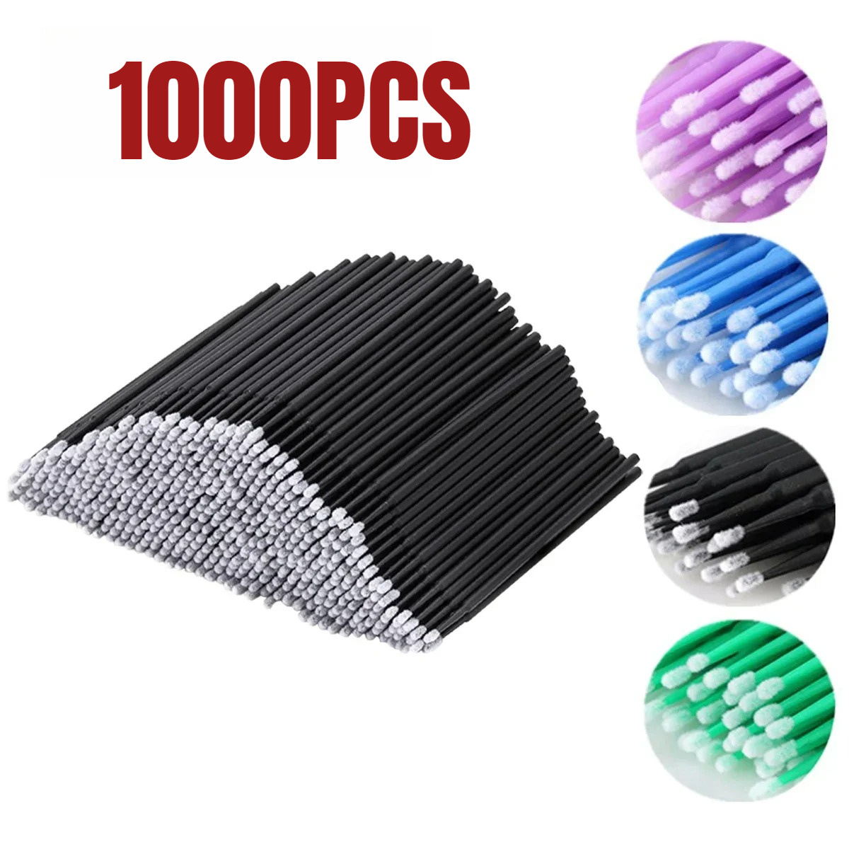 Paint Brush - 1000/500 قطعة فرشاة تنظيف الرموش ملونة