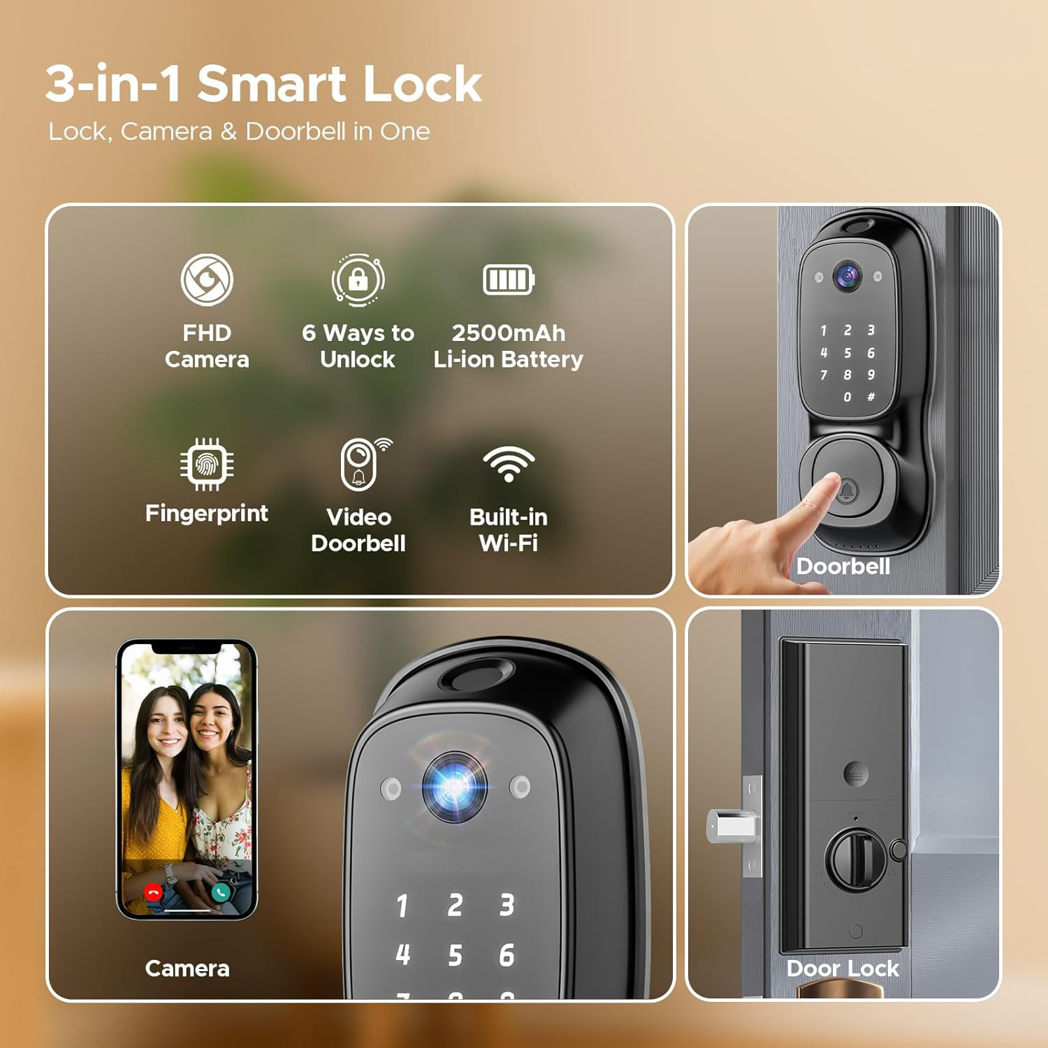 قفل باب ذكي بتقنية واي فاي من  - مراجعة Door Lock وسعره