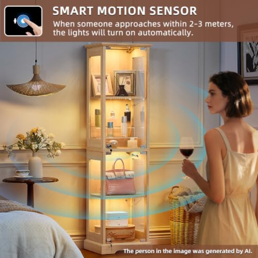 خزانة عرض زجاجية ضيقة بتصميم ر - مراجعة Door Lock وسعره