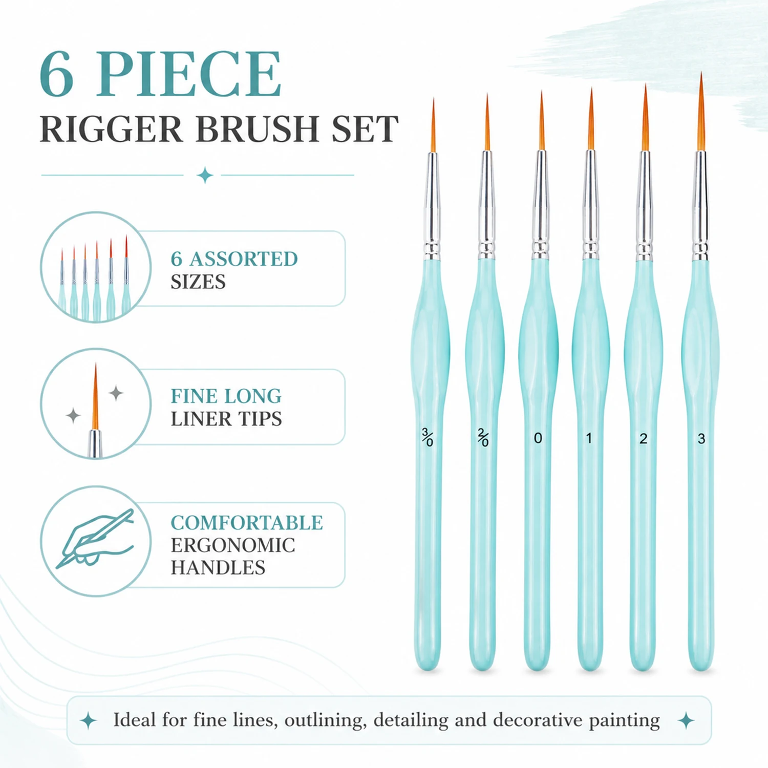مجموعة من 6 فرش ريجر للرسم، فر - مراجعة Paint Brush وسعره